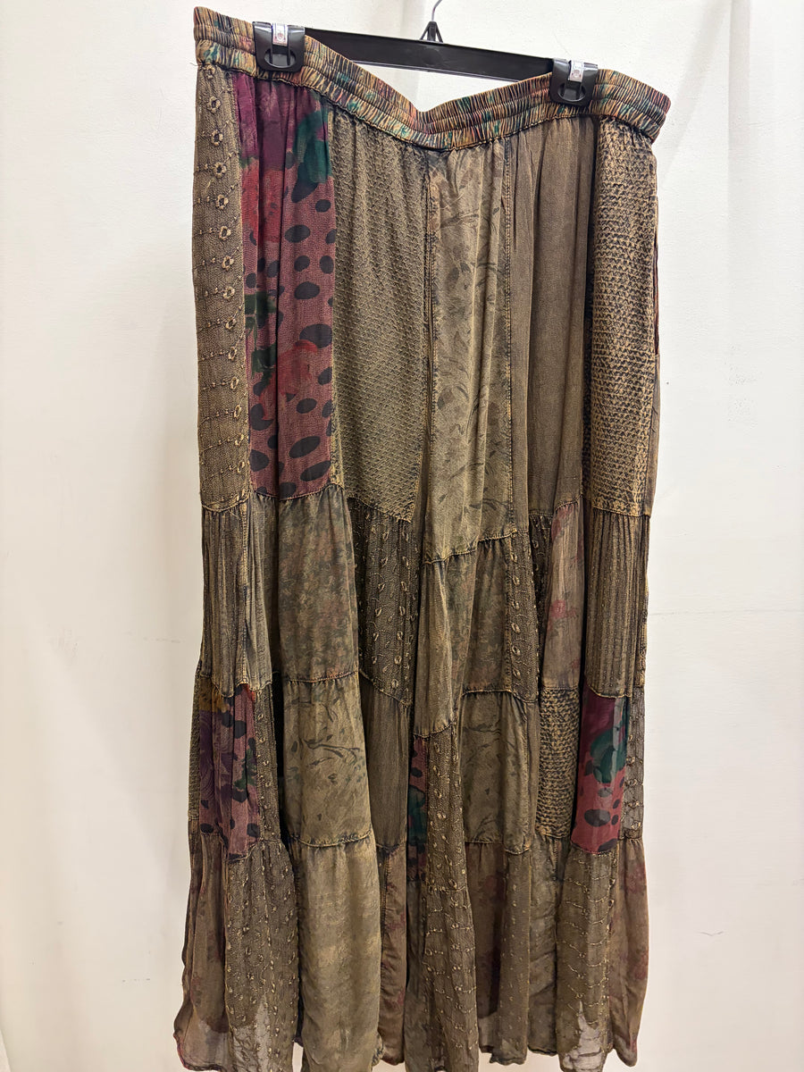 Retro Revival Flared Patchwork Pants by Young Threads