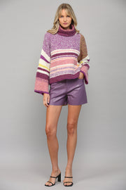 Floral Turtle Neck Fuzzy Sweater FW6610 & FW4124