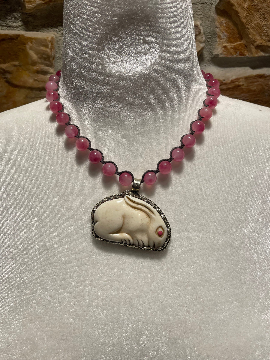 Carved Bunny Short Necklace