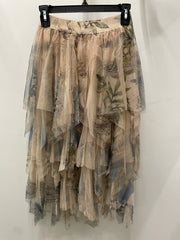 Feather Mesh Tiered Tulle Skirt by Origami