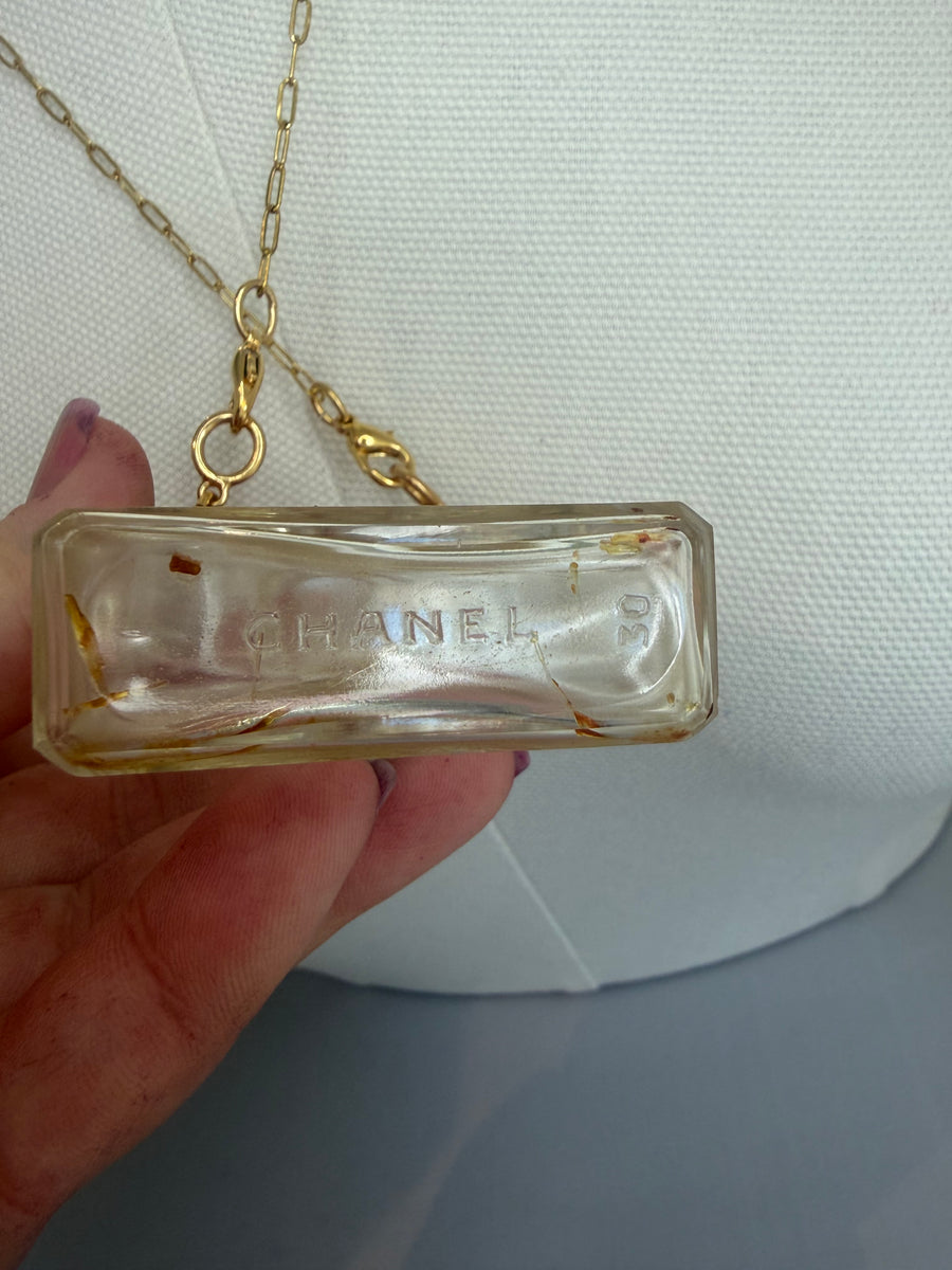 Vintage Large Chanel Parfum No.5 Bottle Necklace by Gina