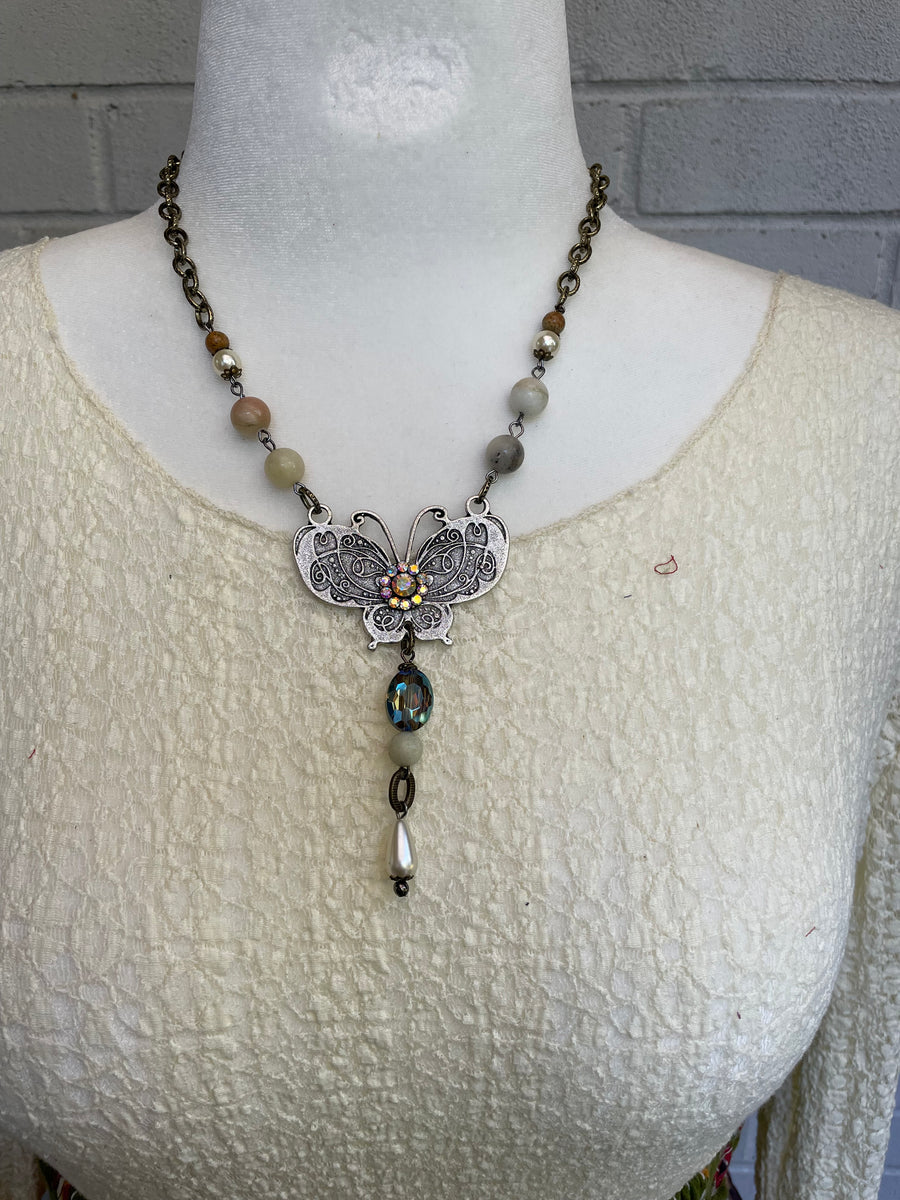 Beaded Chain Butterfly Necklace