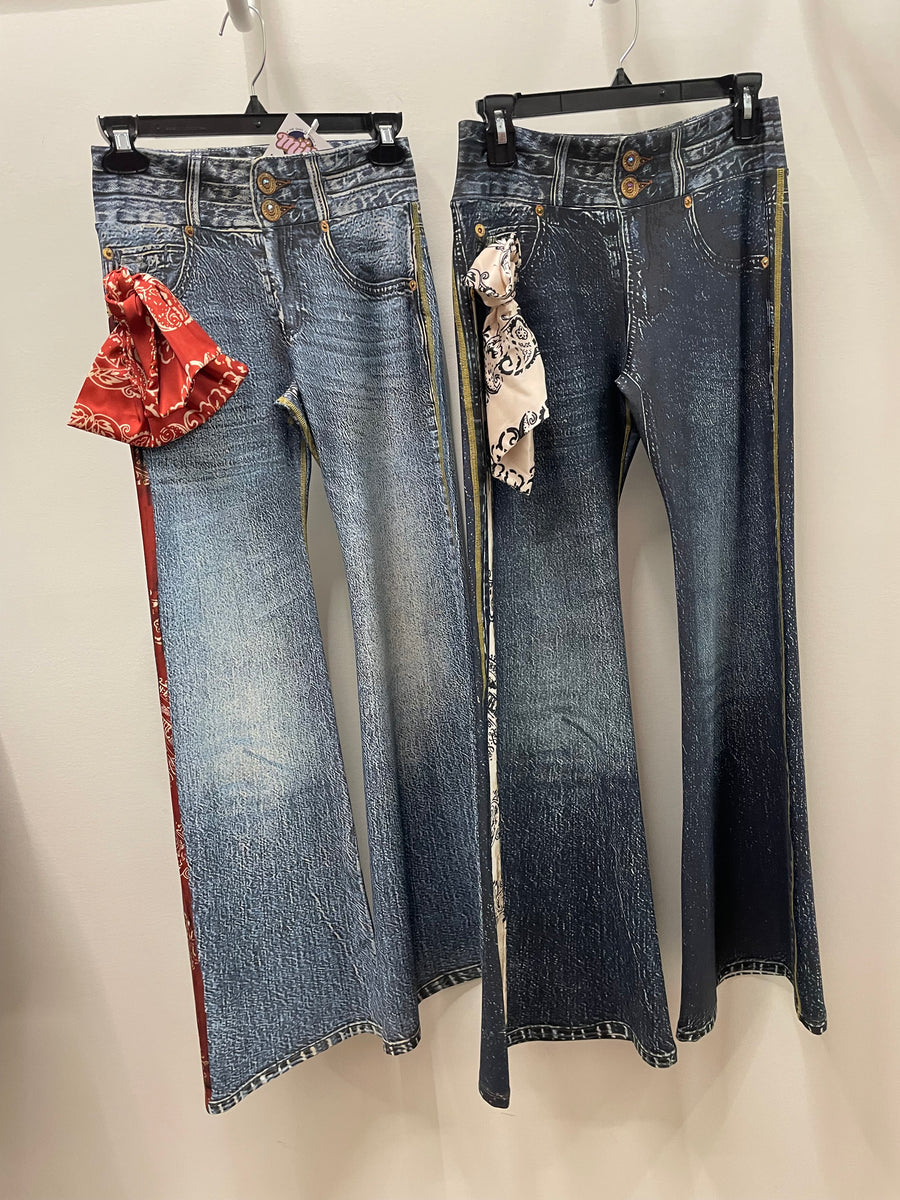 IPNG Design Hanky Pants in Illusion Printed Look-Denim Robin Boutique