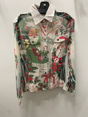 Faux Suede Illusion Jacket in Vintage Christmas by Origami Robin Boutique