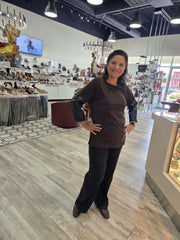 Leather Accent Blouse by Compli K