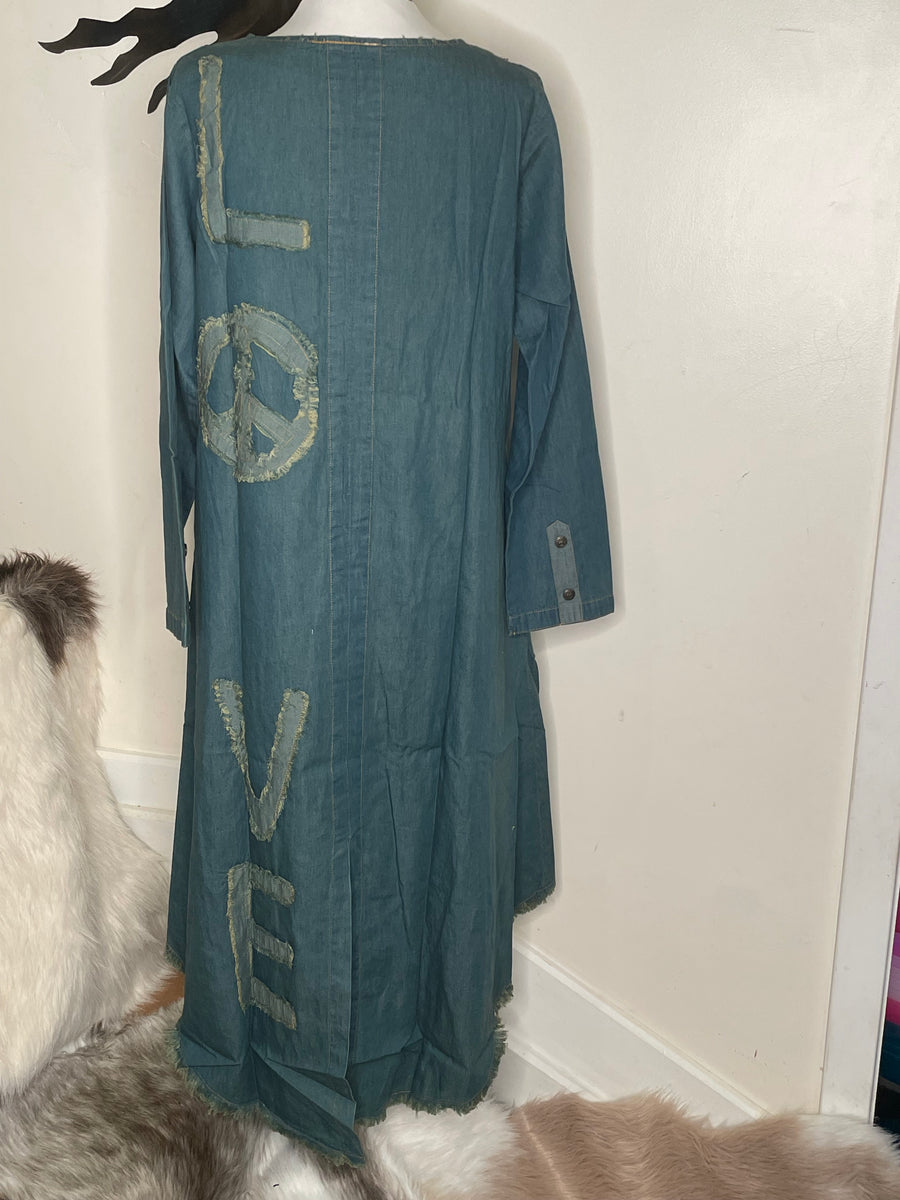 Denim "Love" Duster Jacket by The Paper Lace