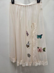 Natural Mesh Skirt with Butterfly Appliques