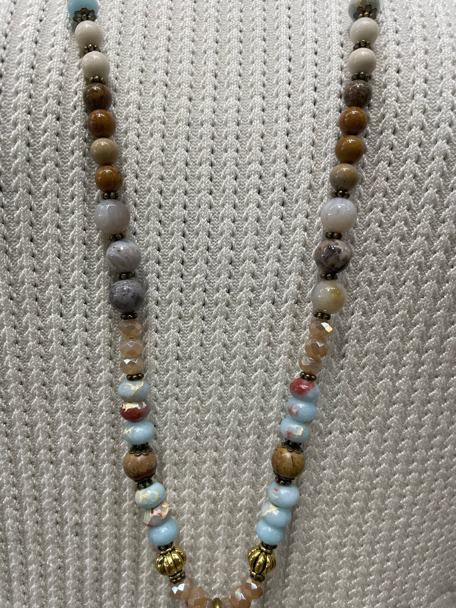 Sacred Crescent Moon Resin Boho Necklace