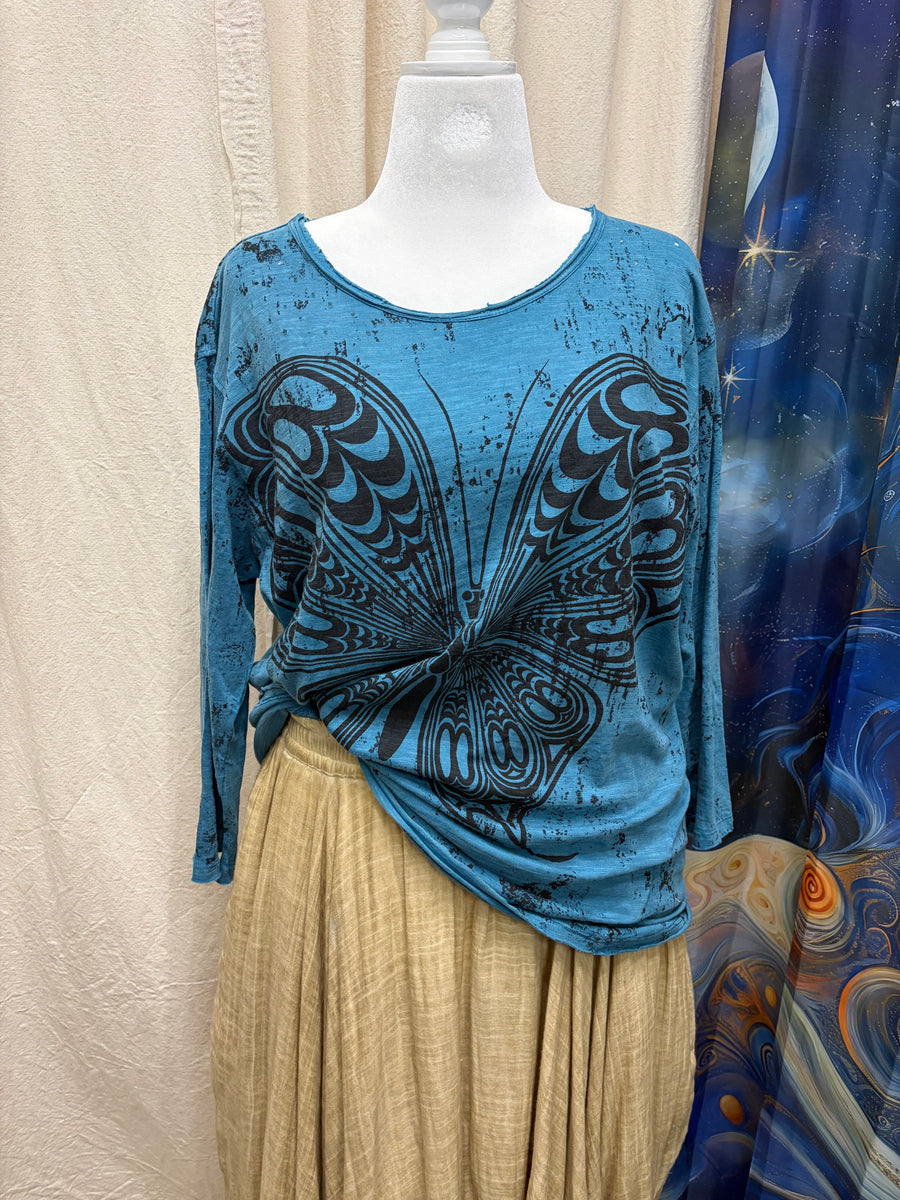 Driftwood Day Tee in Butterfly Print by Paper Lace