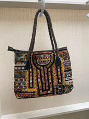 Upcycled Embroidered Market Shoulder Bag by Kantha Bae