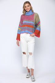 Floral Turtle Neck Fuzzy Sweater FW6610 & FW4124