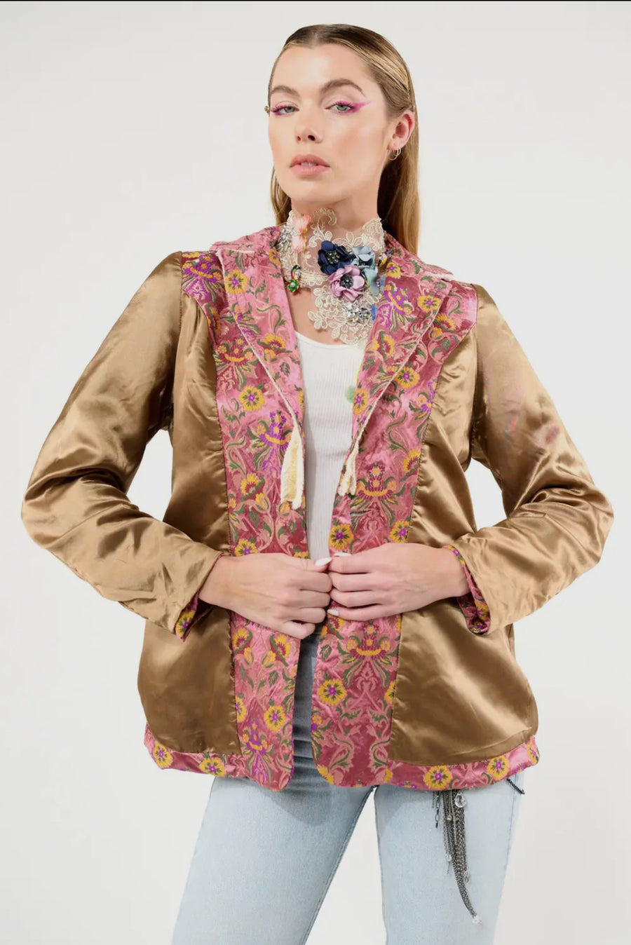 Renaissance Silk Jacquard Blazer by Aratta