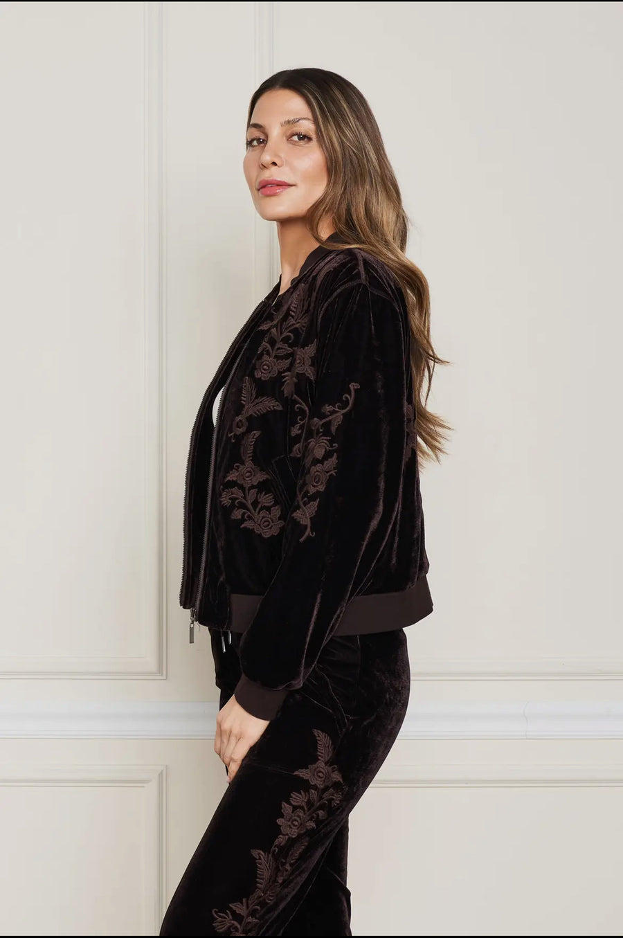 Velvet Embroidered Bomber Jacket by Paparazzi