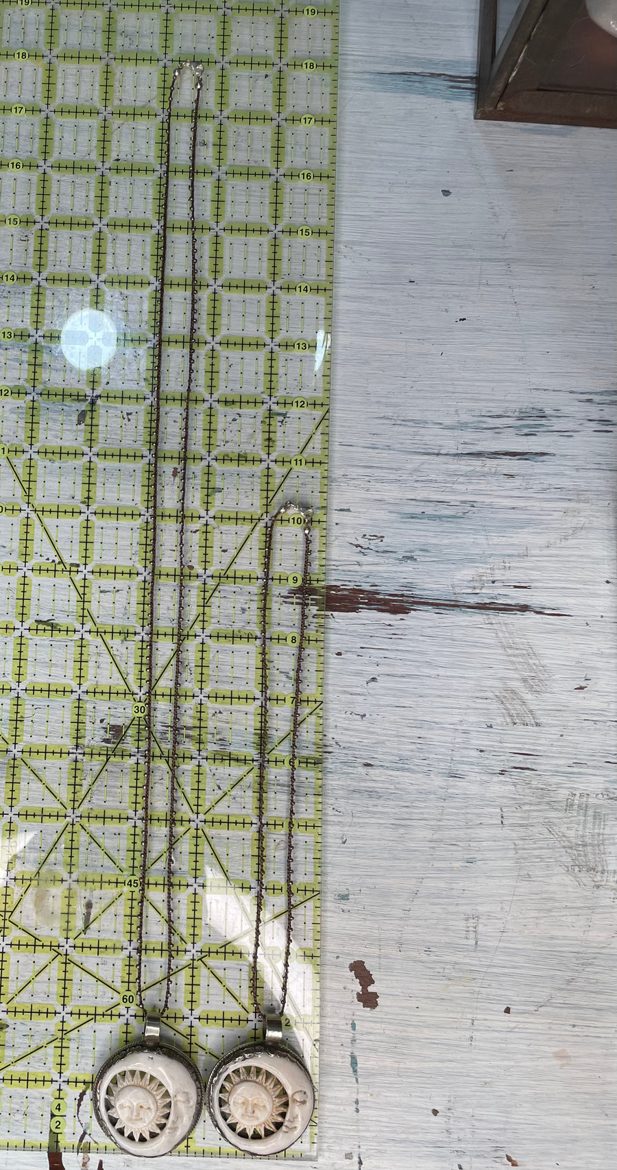 Sun & Moon Carved in Bone Necklace by Tara Gasparian