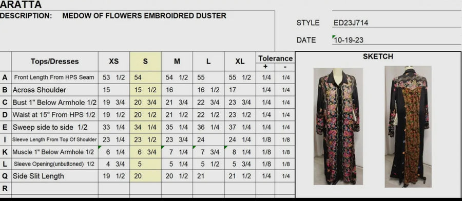 Meadow Of Flowers Embroidered Shirt Dress/Duster by Aratta