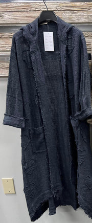 Cotton Open Knit Duster w/Heart Appliques - Robin Boutique-Boutique 