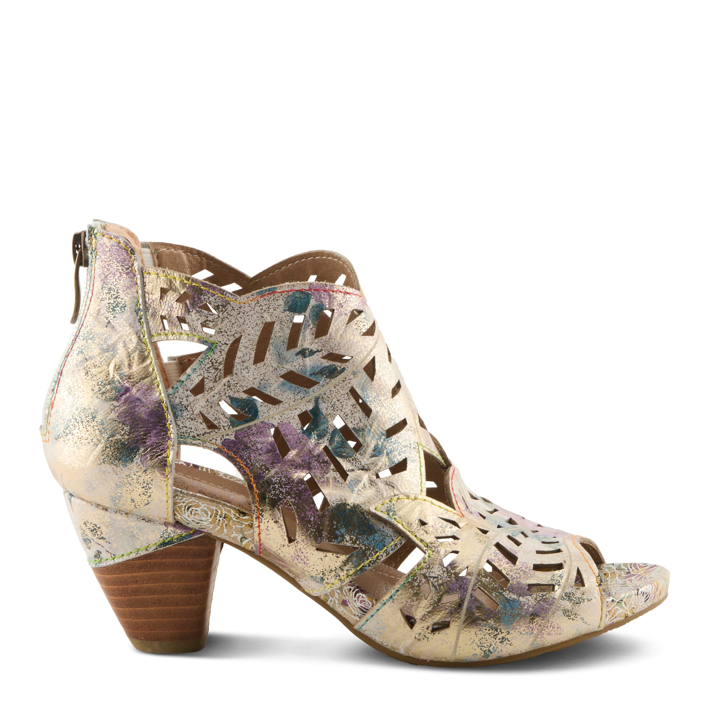 L'Artiste Icon-Met Tooled Leather Ankle Sandal Robin Boutique