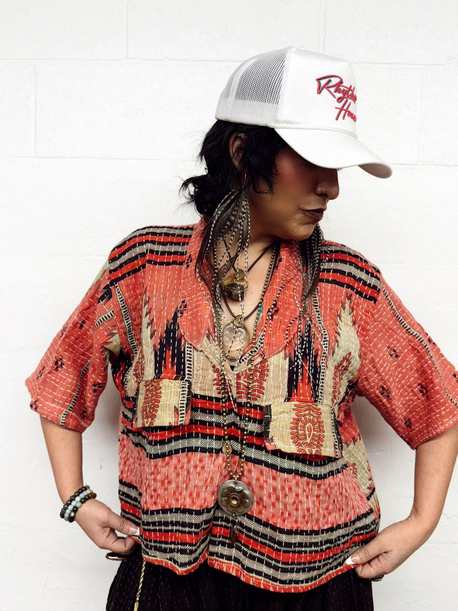 Kantha Clarity Crop Button Down #250 by Kantha Bae