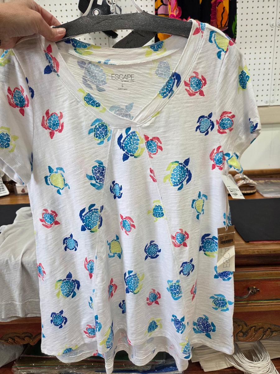 Destination V-Neck Tunic Tee in Turtles by Escape