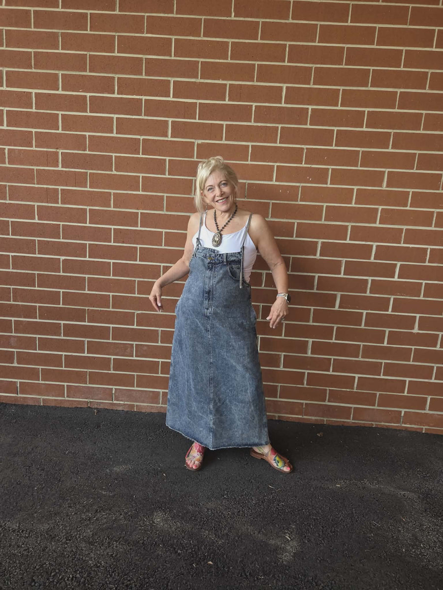 Denim Overall Dress by Davi & Dani Robin Boutique