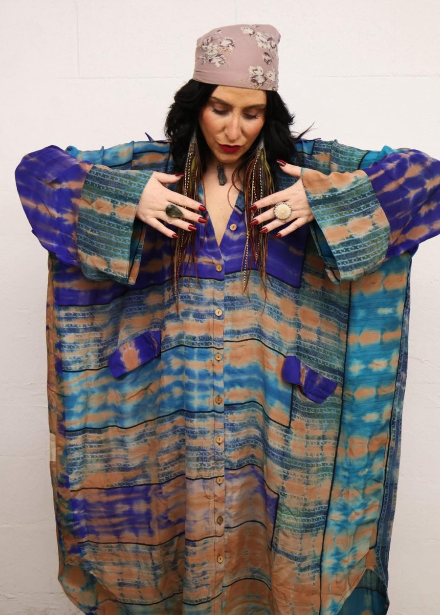 Crepe Sari Free To Be Longsleeve Maxi #013 by Kantha Bae