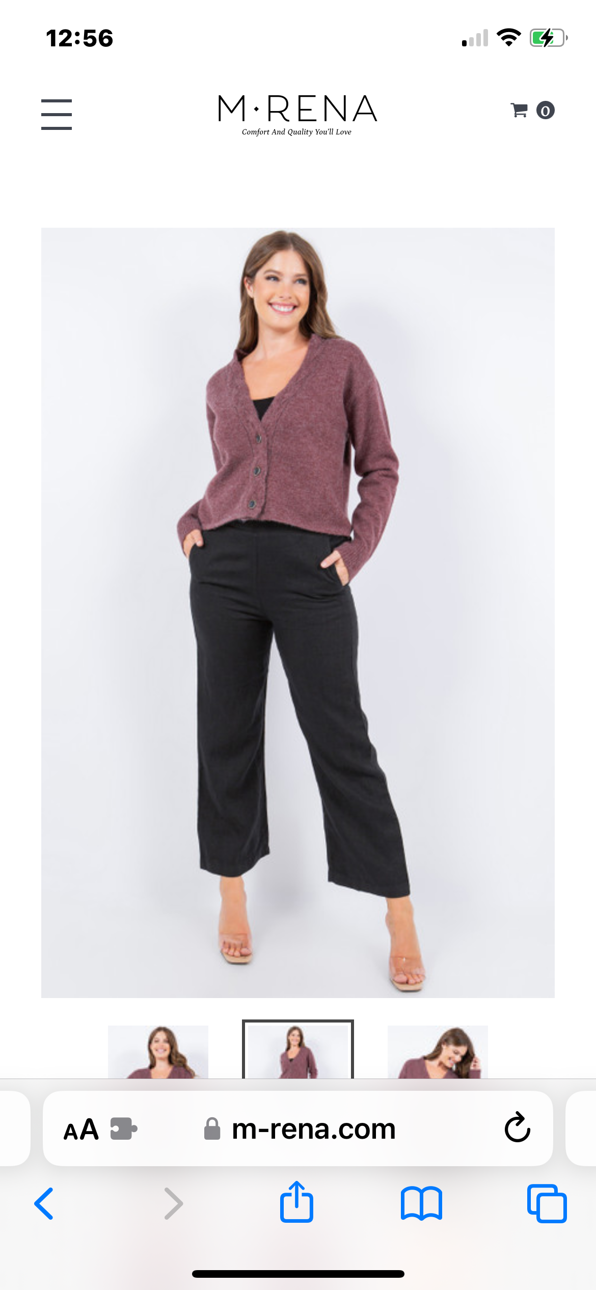 Button Cardigan in Plum by M Rena