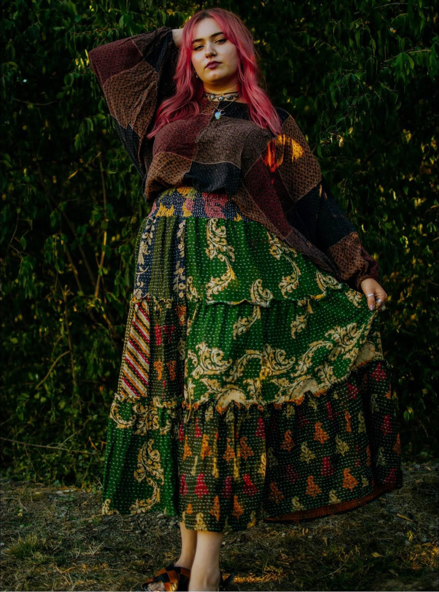 Pareo Kantha Monarch Maxi Skirt #134 by Kantha Bae