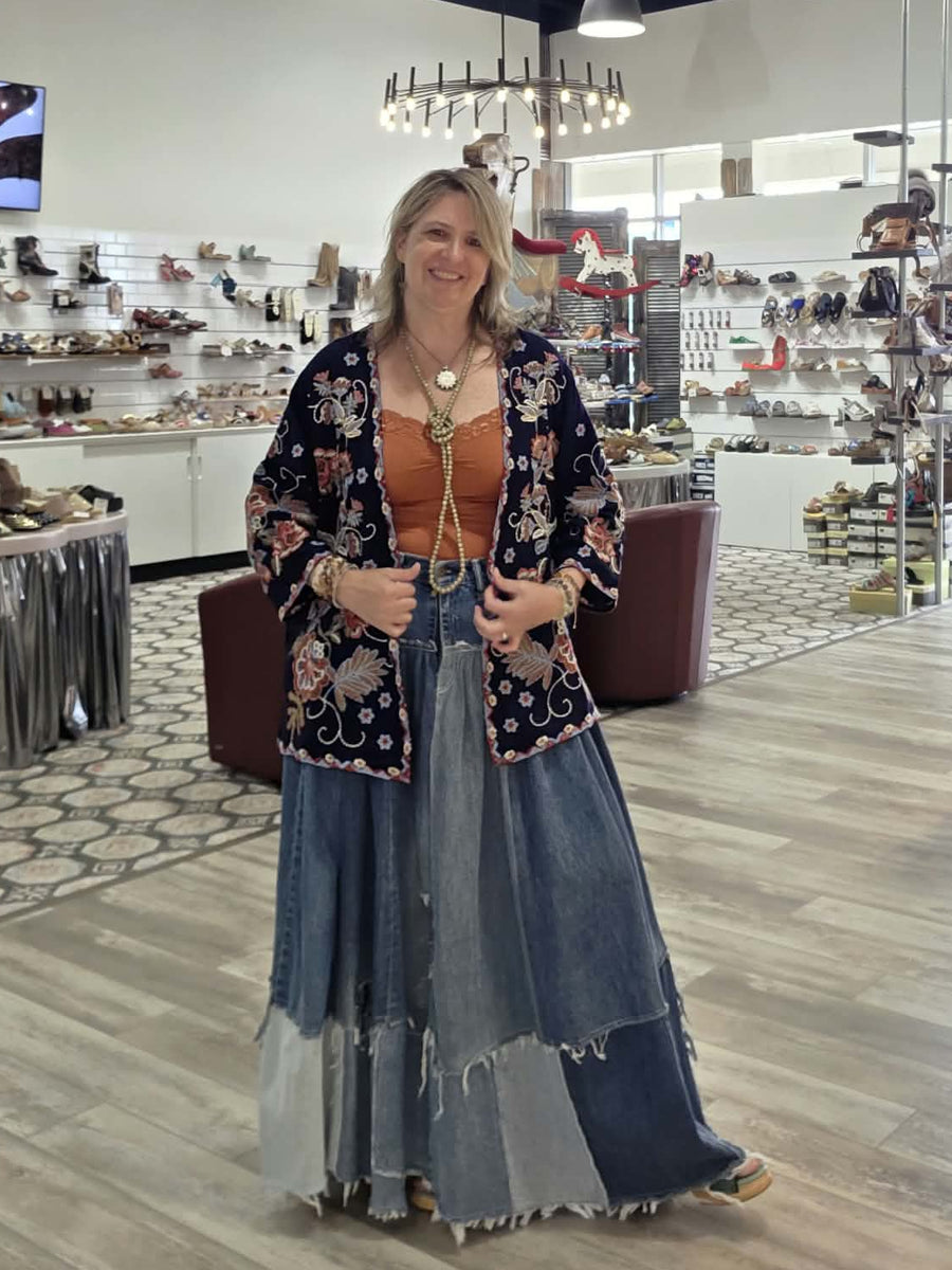 Midnight Bloom Embroidered Kimono by All About Her