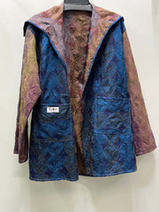 Midnight Mosaic Reversible Silk Kantha Coat