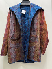 Midnight Mosaic Reversible Silk Kantha Coat