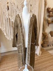 Cotton Knit Hooded Printed Lady Duster by Paper Lace