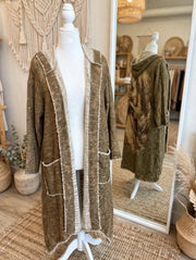 Cotton Knit Hooded Printed Lady Duster by Paper Lace