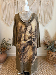 Cotton Knit Hooded Printed Lady Duster by Paper Lace