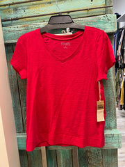 Solid Short Sleeve V-Neck Tee by Escape