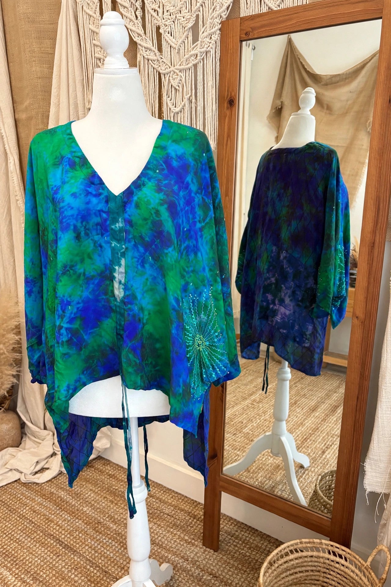 Crepe Sari Hi Lo Butterfly Top #132 by Kantha Bae