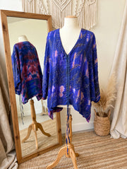 Crepe Sari Hi Lo Butterfly Top #274 by Kantha Bae
