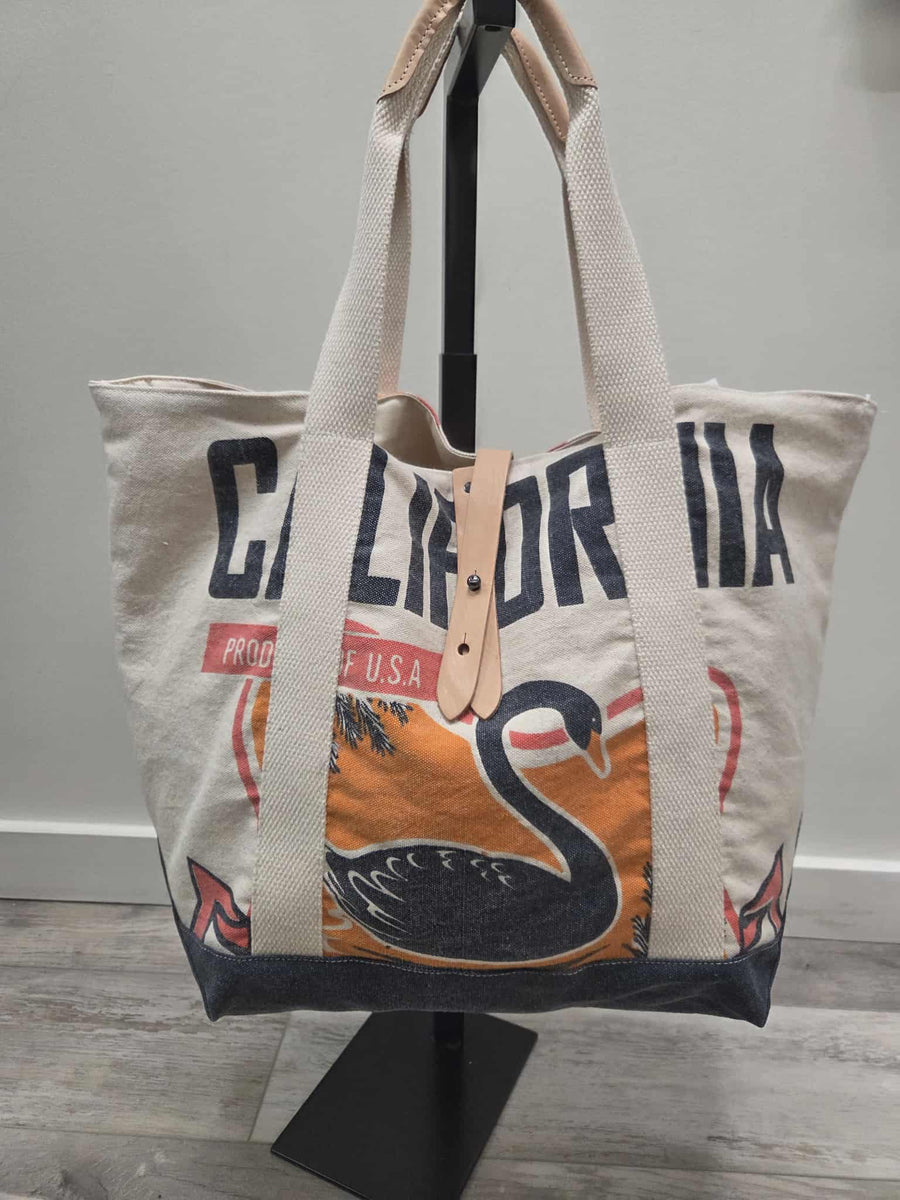 Flour Sack Swan Canvas Bag