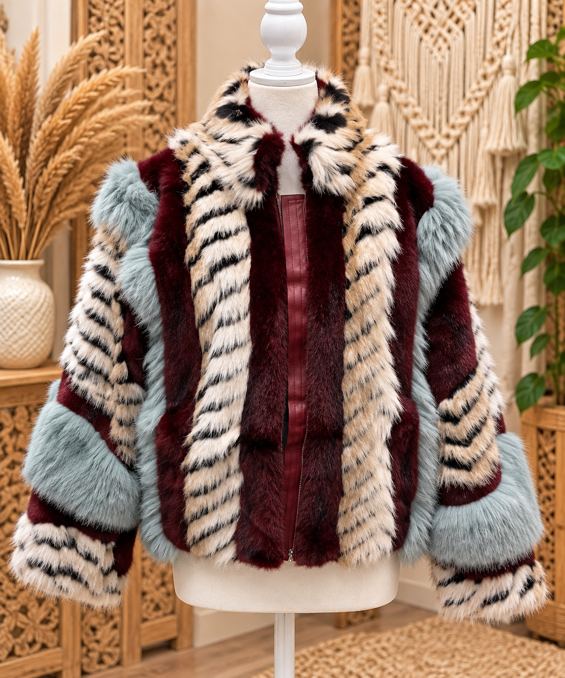 Inez-Multi faux fur jacket by azalea wang robin boutique