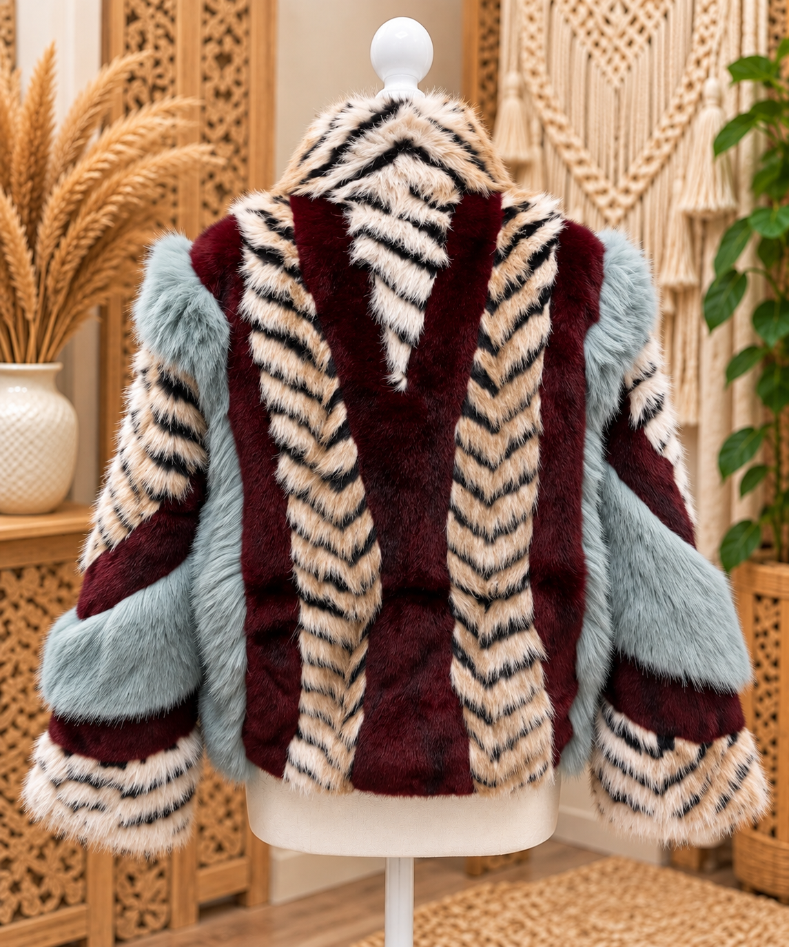 Inez-Multi faux fur jacket by azalea wang robin boutique