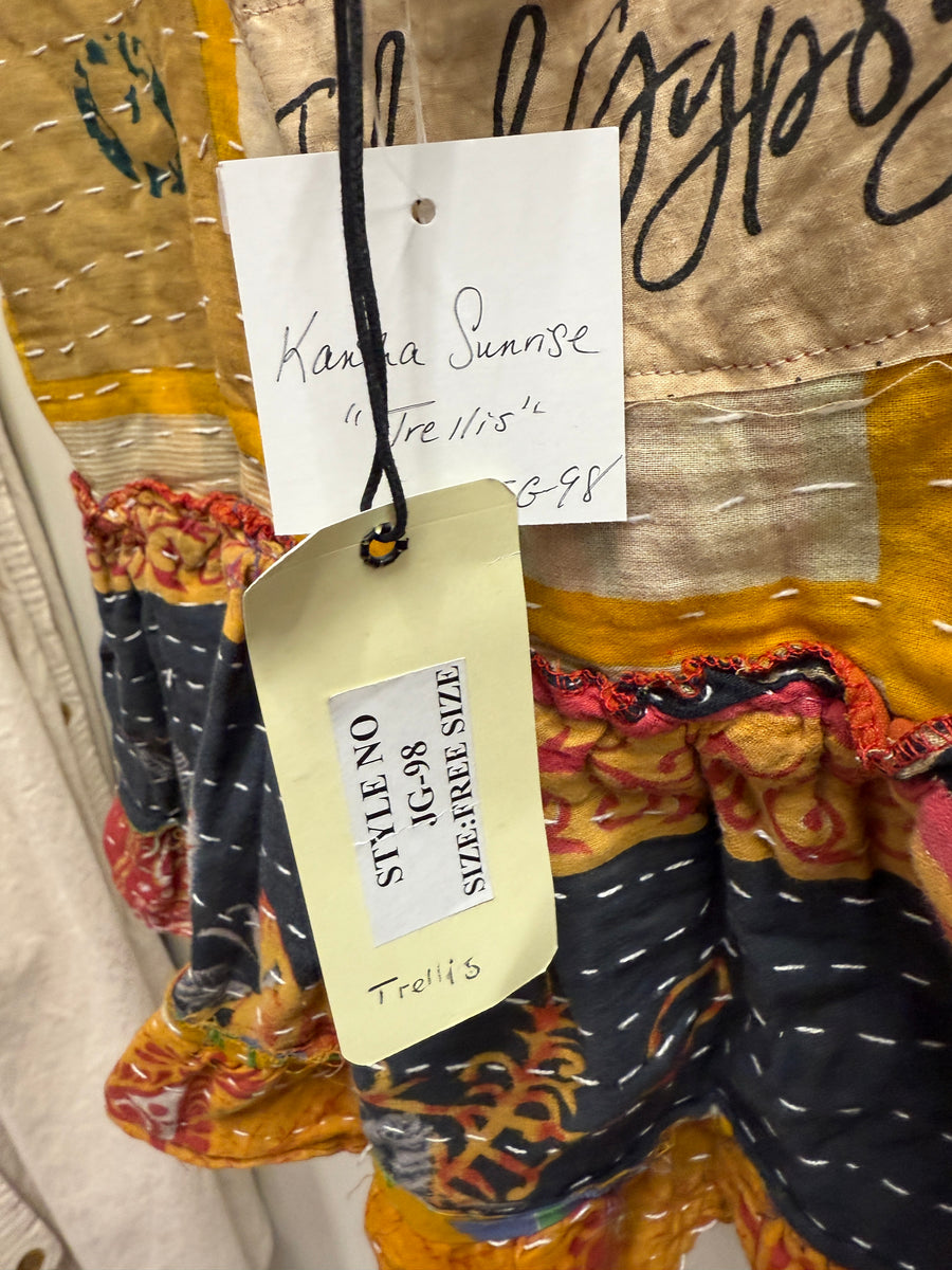 Kantha Sunrise "Trellis" Sleeveless Ruffle Tank by Jaded Gypsy