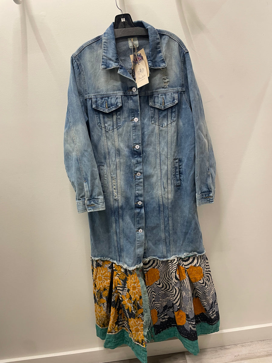Upcycled Denim Kantha Coat by Kantha Bae