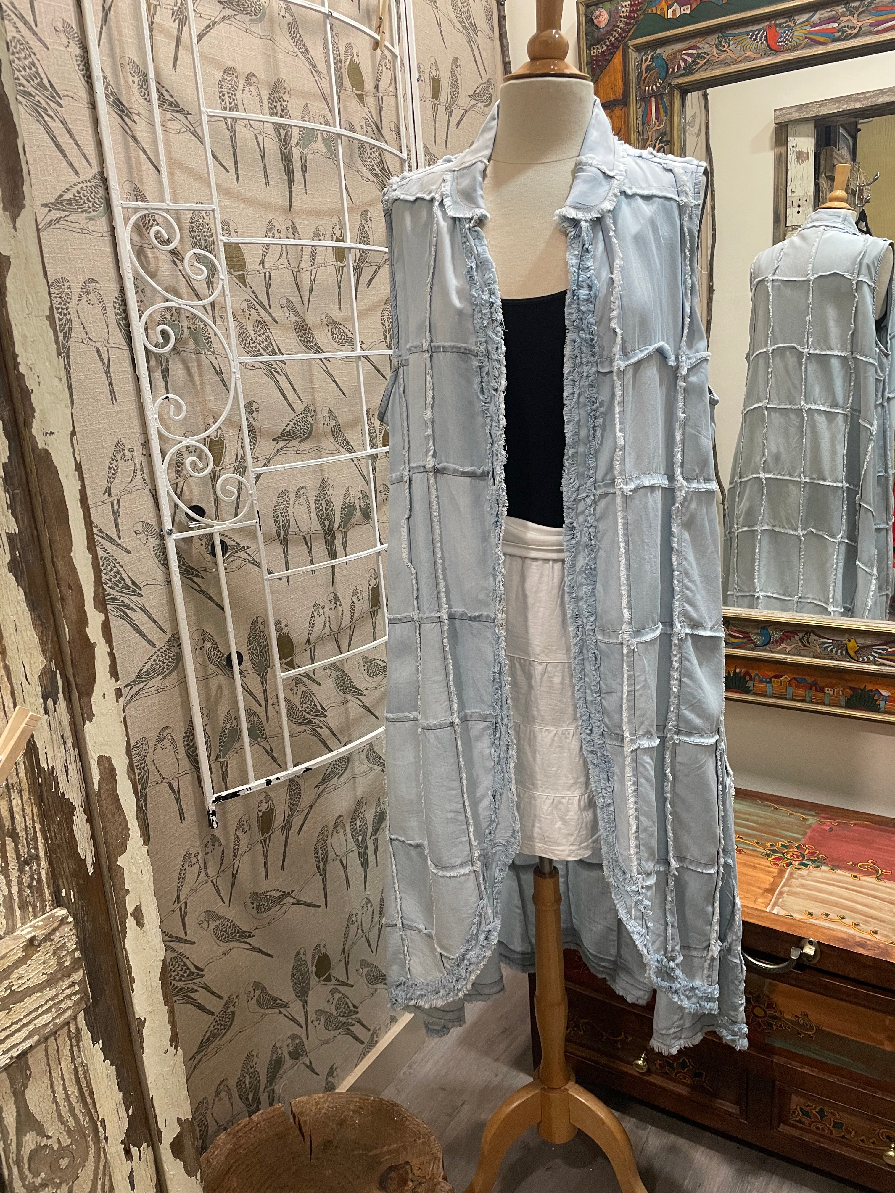 Light Denim Long Duster Jacket by The Paperlace