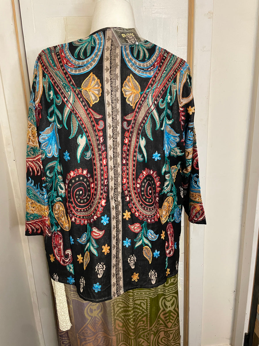 Embroidered Tapestry Fringe Short Jacket
