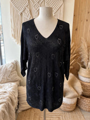Rhinestone Knit Sweater Tunic by Compli K