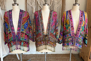 Embroidered Reversible Tapestry Fringe Short Jacket