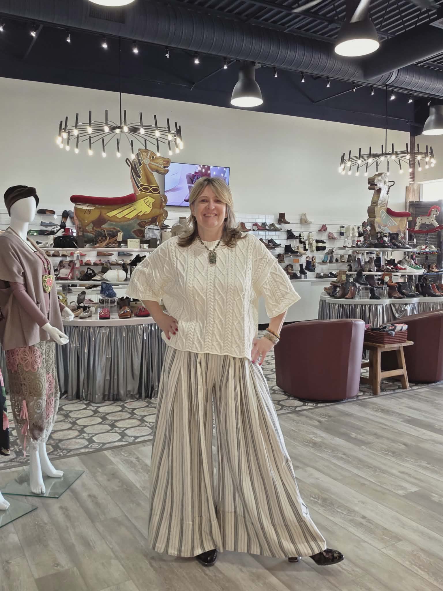 Black Stripe Linen-Cotton Wide Leg Pant by Cotiera CP6026 Robin Boutique