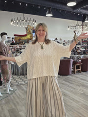 Black Stripe Linen-Cotton Wide Leg Pant by Cotiera CP6026 Robin Boutique