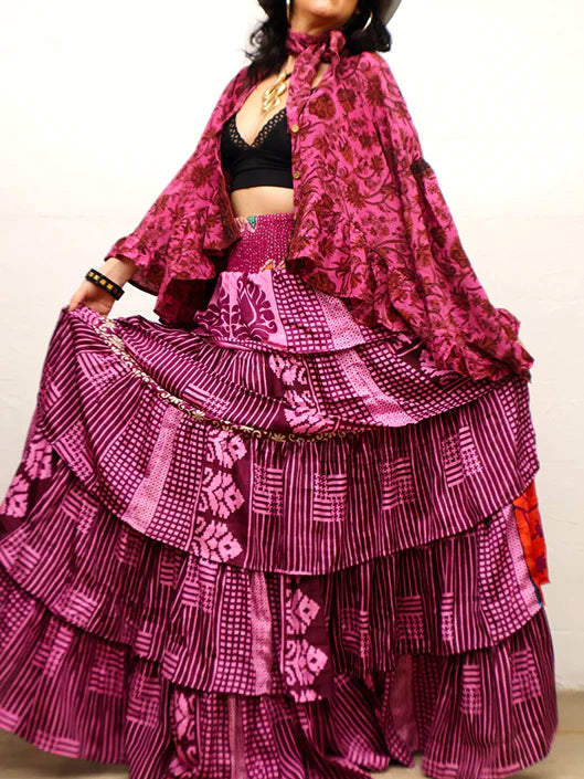 Rasgulla Sari Venus Ruffle Maxi by Kantha Bae Robin Boutique 