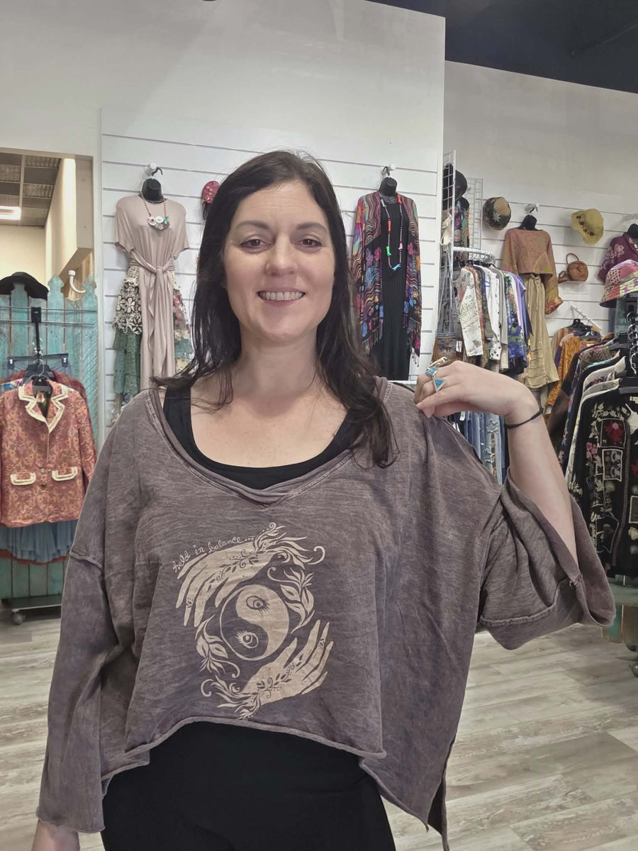 Dream Crop Tee Held In Balance by Kantha Bae