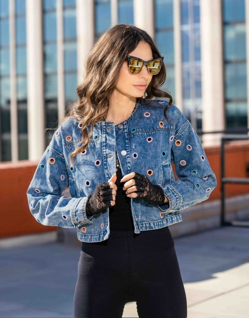 Rainbow Grommet Jacket by Adore